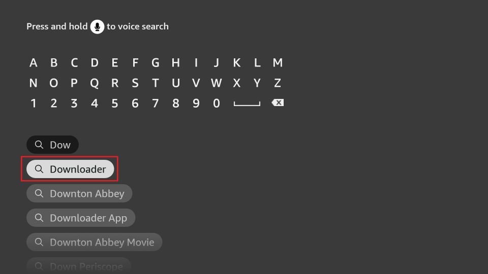 Rechercher l'application Downloader