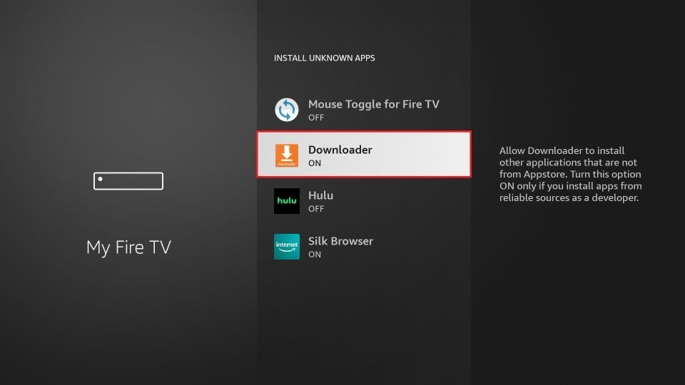 activer l'application Downloader