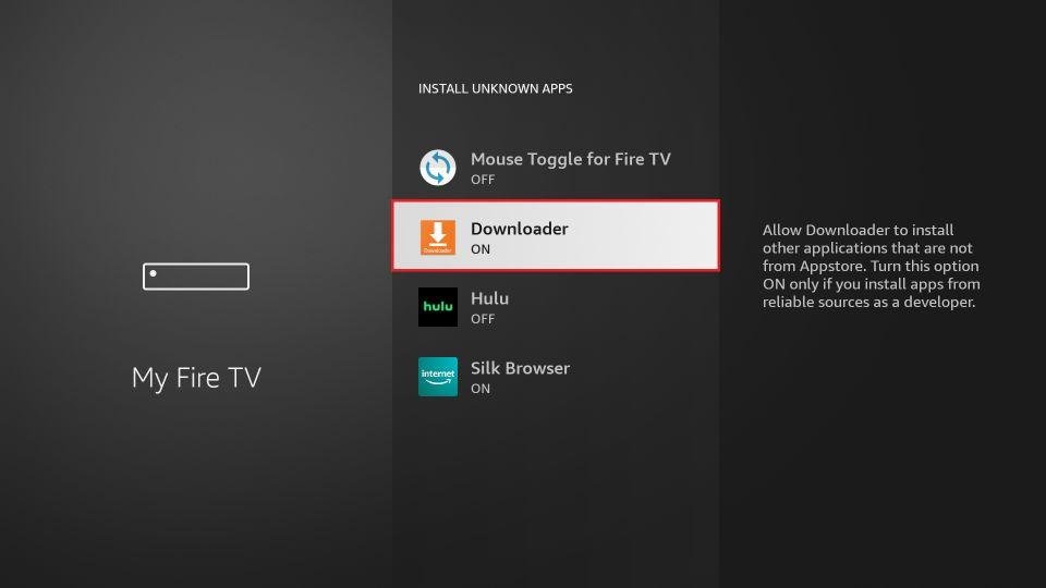 Downloader installerer ukendte apps på Firestick