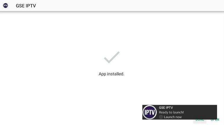 GSE Smart IPTV App Installed