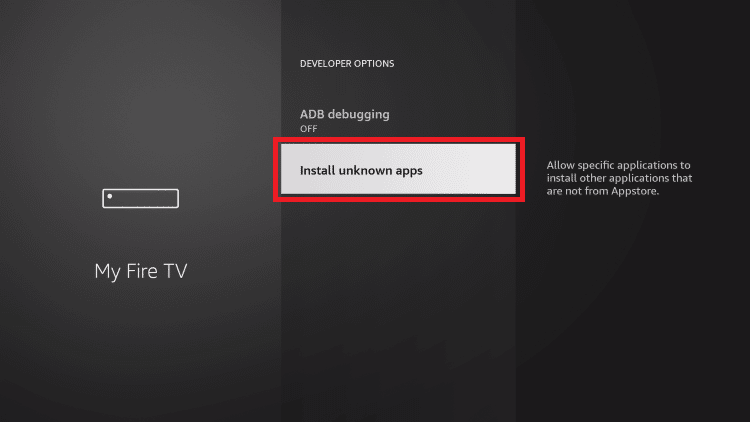 Install unknown apps highlighted