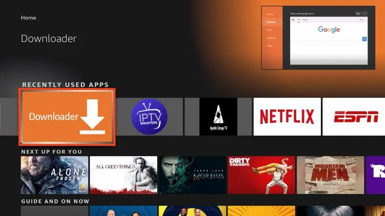 downloader app menu