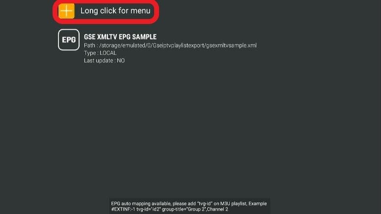 Tap Long Click for Menu Option
